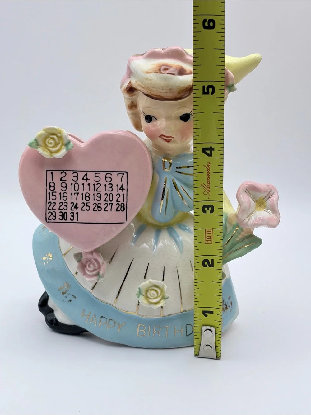 Vintage, 1950’s, Bristol, Happy Birthday Girl, Calendar, Yellow Dress, Vase